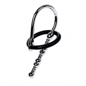 Серебристый уретральный плаг-бусины TOYFA Metal с мягким фиксириющим кольцом - ToyFa - купить с доставкой в Сыктывкаре