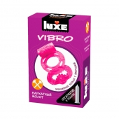 Розовое эрекционное виброкольцо Luxe VIBRO  Бархатный молот  + презерватив - Luxe - в Сыктывкаре купить с доставкой