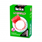 Розовое эрекционное виброкольцо Luxe VIBRO  Поцелуй стриптизёрши  + презерватив - Luxe - в Сыктывкаре купить с доставкой