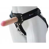 Черный пояс-трусики с насадкой  Гламур Dana  - 15,5 см. - LOVETOY (А-Полимер) - купить с доставкой в Сыктывкаре