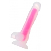 Прозрачно-розовый фаллоимитатор, светящийся в темноте, Clark Glow - 22 см. - ToyFa купить с доставкой в интернет-магазине Orgasmix в Сыктывкаре Прозрачно-розовый фаллоимитатор, светящийся в темноте, Clark Glow - 22 см. - ToyFa