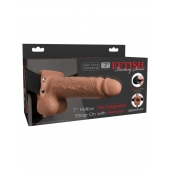 Кофейный перезаряжаемый вибрострапон 7  Hollow Rechargeable Strap-on with Balls - 20,3 см. - Pipedream - купить с доставкой в Сыктывкаре
