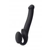 Черный безремневой страпон Silicone Bendable Strap-On M - Strap-on-me - купить с доставкой в Сыктывкаре