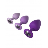 Набор из 3 фиолетовых анальных пробок со стразами Little Gems Trainer Set - Pipedream - купить с доставкой в Сыктывкаре