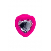 Розовая анальная втулка Diamond Heart с прозрачным кристаллом - 9,5 см. - ToyFa - купить с доставкой в Сыктывкаре