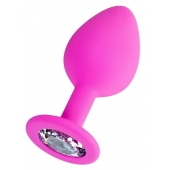 Розовая анальная втулка Brilliant с прозрачным кристаллом - 8 см. - ToyFa - купить с доставкой в Сыктывкаре