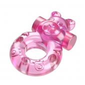 Розовое эрекционное виброкольцо на пенис Pink Bear - Baile - в Сыктывкаре купить с доставкой