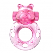Розовое эрекционное виброкольцо на пенис Pink Bear - Baile - в Сыктывкаре купить с доставкой