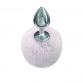 Серебристая анальная пробка с белым пушистым хвостиком Twinkle - Lola Games - купить с доставкой в Сыктывкаре