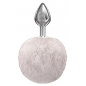 Серебристая анальная пробка с белым пушистым хвостиком Twinkle - Lola Games - купить с доставкой в Сыктывкаре