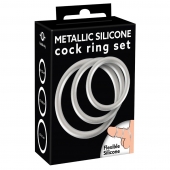Набор из 3 эрекционных колец под металл Metallic Silicone Cock Ring Set - Orion - в Сыктывкаре купить с доставкой