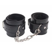 Черные оковы на ноги Obey Me Leather Ankle Cuffs - Chisa - купить с доставкой в Сыктывкаре