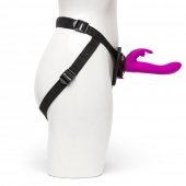 Лиловый страпон Rechargeable Vibrating Strap-On Harness Set - 17,6 см. - Happy Rabbit - купить с доставкой в Сыктывкаре