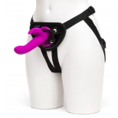 Лиловый страпон Rechargeable Vibrating Strap-On Harness Set - 17,6 см. - Happy Rabbit - купить с доставкой в Сыктывкаре