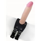 Черный узкий пояс на бедро с телесной насадкой - LOVETOY (А-Полимер) - купить с доставкой в Сыктывкаре