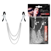 Оригинальные зажимы на соски с тройной цепочкой - Notabu - купить с доставкой в Сыктывкаре