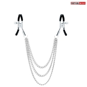 Оригинальные зажимы на соски с тройной цепочкой - Notabu - купить с доставкой в Сыктывкаре