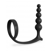 Черная анальная цепочка с эрекционным кольцом Ass-gasm Cockring Anal Beads - Pipedream - в Сыктывкаре купить с доставкой