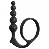 Черная анальная цепочка с эрекционным кольцом Ass-gasm Cockring Anal Beads - Pipedream - в Сыктывкаре купить с доставкой