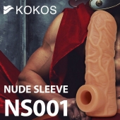 Телесная открытая насадка-реалистик с подхватом мошонки Nude Sleeve L - 14 см. - KOKOS - в Сыктывкаре купить с доставкой