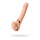 Телесный безремневой вибрострапон Vibrating Bendable Strap-On L - Strap-on-me - купить с доставкой в Сыктывкаре