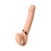 Телесный безремневой вибрострапон Vibrating Bendable Strap-On L - Strap-on-me - купить с доставкой в Сыктывкаре