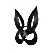 Черная кожаная маска зайки Miss Bunny - БДСМ Арсенал - купить с доставкой в Сыктывкаре