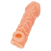 Телесная закрытая насадка с венками Cock Sleeve Size S - 13,8 см. - KOKOS - в Сыктывкаре купить с доставкой