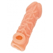Телесная закрытая насадка с венками Cock Sleeve Size L - 17,6 см. - KOKOS - в Сыктывкаре купить с доставкой