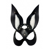 Черная маска зайки с белым мехом на ушках Miss Bunny - БДСМ Арсенал - купить с доставкой в Сыктывкаре