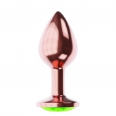Пробка цвета розового золота с лаймовым кристаллом Diamond Emerald Shine S - 7,2 см. - Lola Games - купить с доставкой в Сыктывкаре