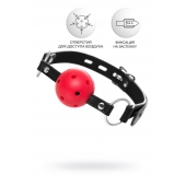 Красный кляп-шар на черных ремешках - ToyFa - купить с доставкой в Сыктывкаре