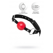 Красный кляп-шар на черных ремешках Anonymo - ToyFa - купить с доставкой в Сыктывкаре