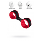 Красно-черные велюровые наручники Anonymo - ToyFa - купить с доставкой в Сыктывкаре