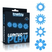 Набор из 4 голубых, светящихся в темноте эрекционных колец Lumino Play - Lovetoy - в Сыктывкаре купить с доставкой