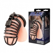 Черная металлическая клетка с замком Deluxe Chastity Cage - BlueLine - купить с доставкой в Сыктывкаре