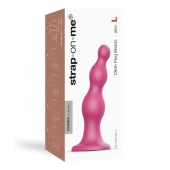 Розовая насадка Strap-On-Me Dildo Plug Beads size L - Strap-on-me - купить с доставкой в Сыктывкаре
