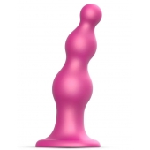 Розовая насадка Strap-On-Me Dildo Plug Beads size L - Strap-on-me - купить с доставкой в Сыктывкаре