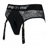 Черные трусики для насадок Diva Lingerie Harness - size S - Strap-on-me - купить с доставкой в Сыктывкаре