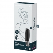 Черный мастурбатор с вибрацией Power Masturbator - Satisfyer - в Сыктывкаре купить с доставкой