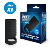 Черная открытая насадка на пенис с кольцом для мошонки XL-size - 8,9 см. - Sex Expert - в Сыктывкаре купить с доставкой