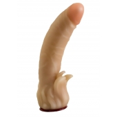 Телесная гелевая насадка-фаллос с клиторальными лепестками - 18,5 см. - LOVETOY (А-Полимер) - купить с доставкой в Сыктывкаре