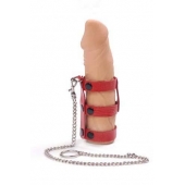 Красный кожаный поводок на член - Sitabella - купить с доставкой в Сыктывкаре