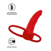 Красная насадка на пенис для двойного проникновения Black Red - 16,5 см. - ToyFa - купить с доставкой в Сыктывкаре