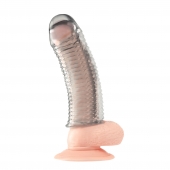 Текстурированная насадка на пенис Clear Textured Penis Enhancing Sleeve Extension - 16,5 см. - BlueLine - в Сыктывкаре купить с доставкой
