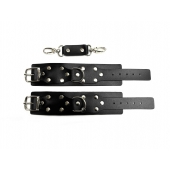 Черные кожаные наручники Sex Game - БДСМ Арсенал - купить с доставкой в Сыктывкаре