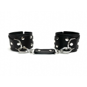 Черные кожаные наручники Sex Game - БДСМ Арсенал - купить с доставкой в Сыктывкаре