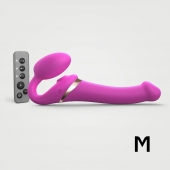 Ярко-розовый безремневой страпон Multi Orgasm Size M с клиторальной стимуляцией - Strap-on-me - купить с доставкой в Сыктывкаре