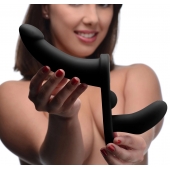 Черный вибрострапон Double Take 10X Double Penetration Vibrating Strap-on Harness - XR Brands - купить с доставкой в Сыктывкаре