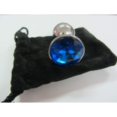 Анальное украшение BUTT PLUG  Small с синим кристаллом - 7 см. - Anal Jewelry Plug - купить с доставкой в Сыктывкаре
